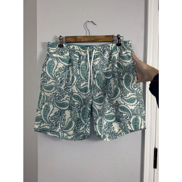 Charleston Threads Mens L Swim Trunks Paisley Blue Beach Pool Water Shorts Board - Picture 2 of 5